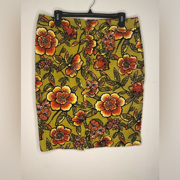 Ann Taylor LOFT Olive Floral Midi Pencil Skirt Womens 12 - Picture 4 of 5